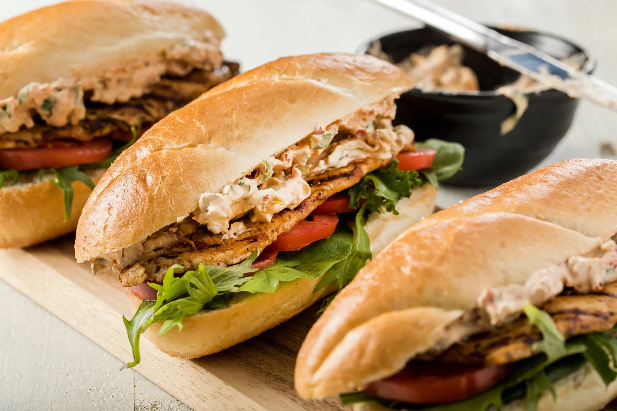 Grilled Chicken Sandwiches with Tomato Basil Aioli