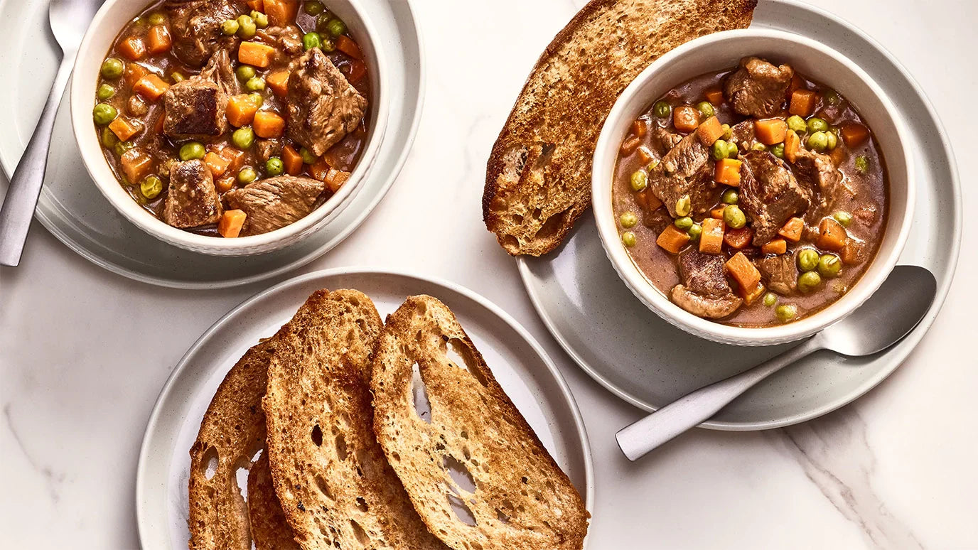 Easy beef stew with fresh bread