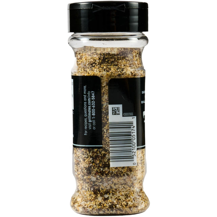 A bottle of McCormick Grill Mates Montreal Steak Seasoning is shown.