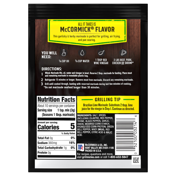 McCormick® Grill Mates® Brazilian Steakhouse Marinade, 1.06 oz (6-Pack)