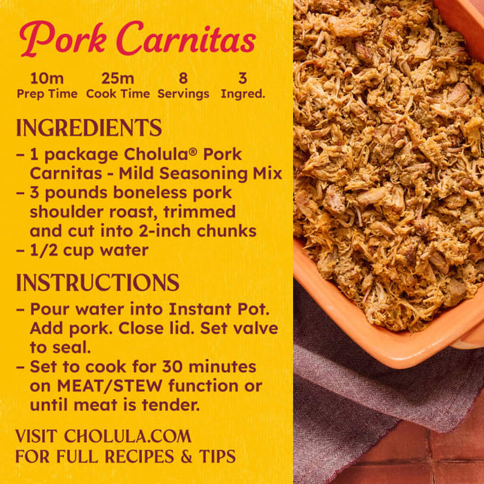 Cholula® Pork Carnitas - Mild Seasoning Mix, 1.3 oz (6-Pack)