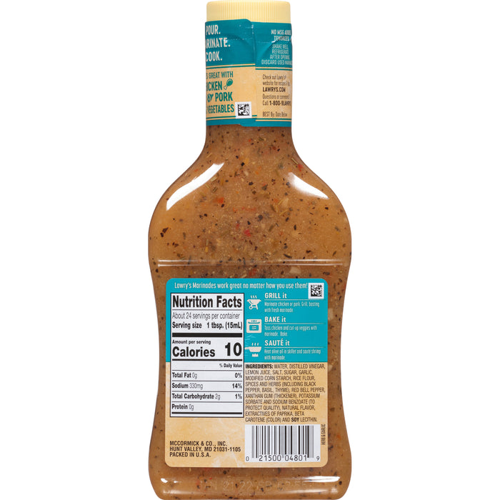 Lawry's® Herb & Garlic With Lemon Marinade, 12 fl oz