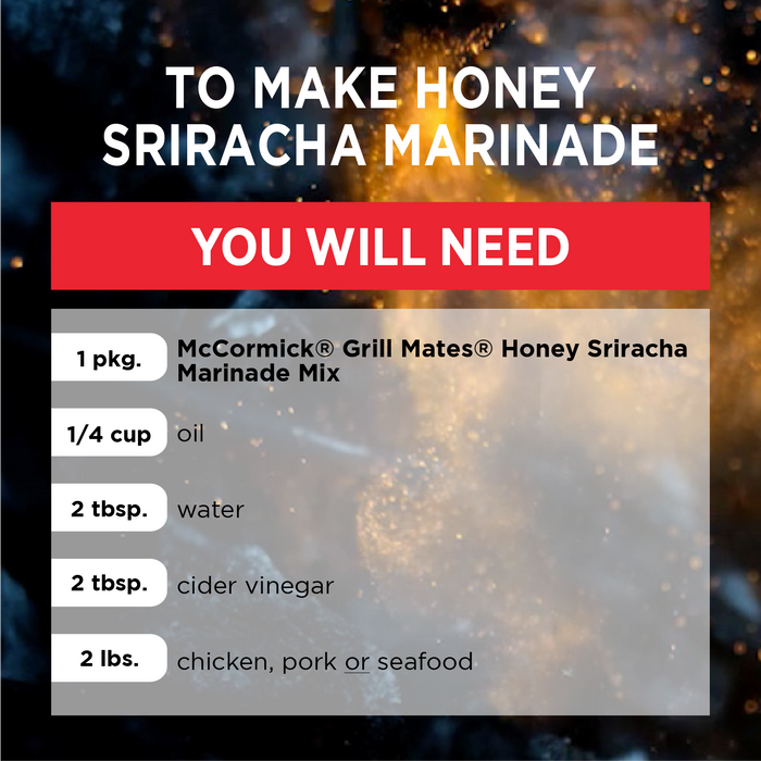 McCormick® Grill Mates® Honey Sriracha Marinade Mix, 1 oz (6-Pack)