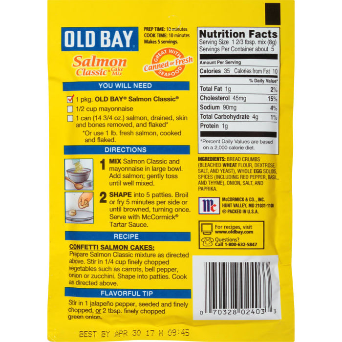 OLD BAY® Classic Salmon Cake Mix, 1.34 oz (6-Pack)