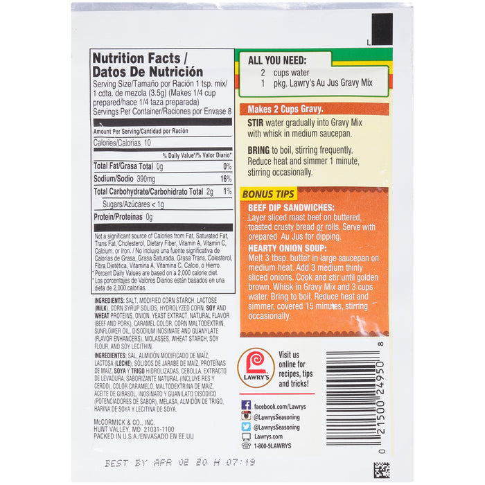Lawry's® Au Jus Gravy Mix, 1 oz