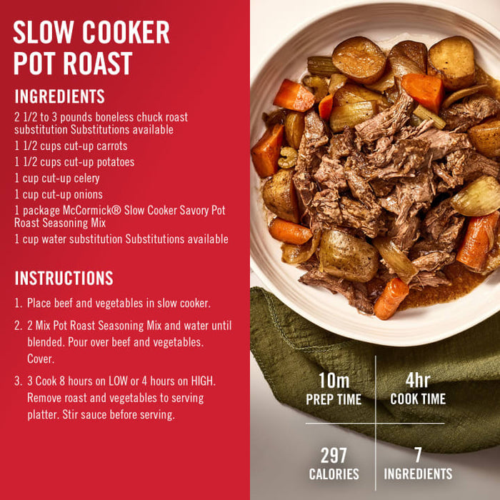 McCormick® Slow Cooker Savory Pot Roast Seasoning Mix, 1.3 oz (6-Pack)