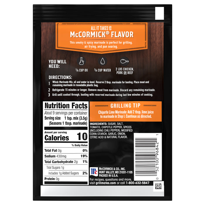 McCormick® Grill Mates® Chipotle Pepper Marinade Seasoning Mix, 1.13 oz (6-Pack)