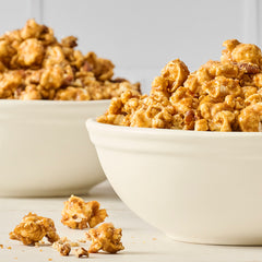 Close up of pumpkin spice sugar popcorn