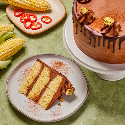 Sweet Corn Cake with Spicy Chocolate Buttercream