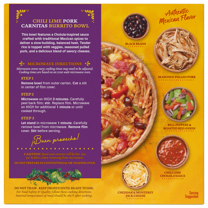 Cholula® Chili Lime Carnitas Frozen Burrito Bowl, 8.5 oz