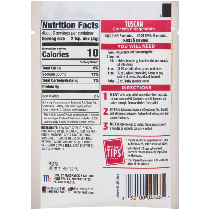 McCormick® Tuscan Chicken & Vegetables One Skillet Seasoning Mix, 0.87 oz