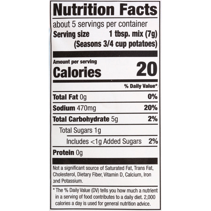 McCormick® Toasted Onion & Garlic Potato Seasoning, 1.25 oz (6-Pack)