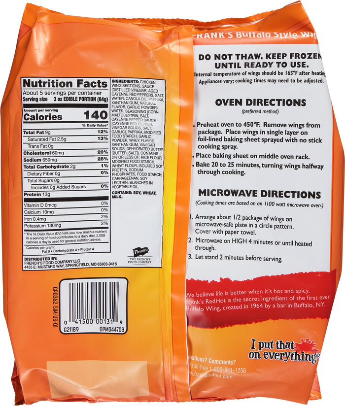 Frank's RedHot® Buffalo Style Chicken Wings, 22 oz