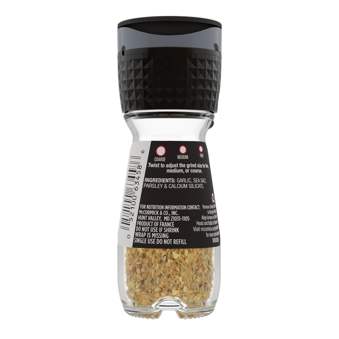 McCormick Garlic Sea Salt Grinder, 1.58 OZ