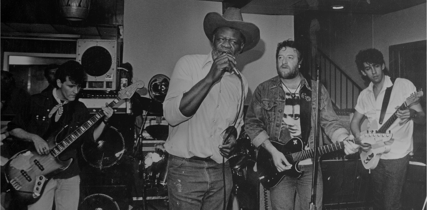 black and white image of band