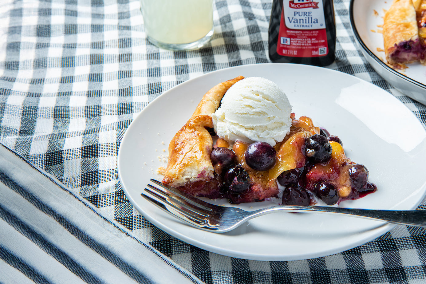 summer fruit pie with ice cream