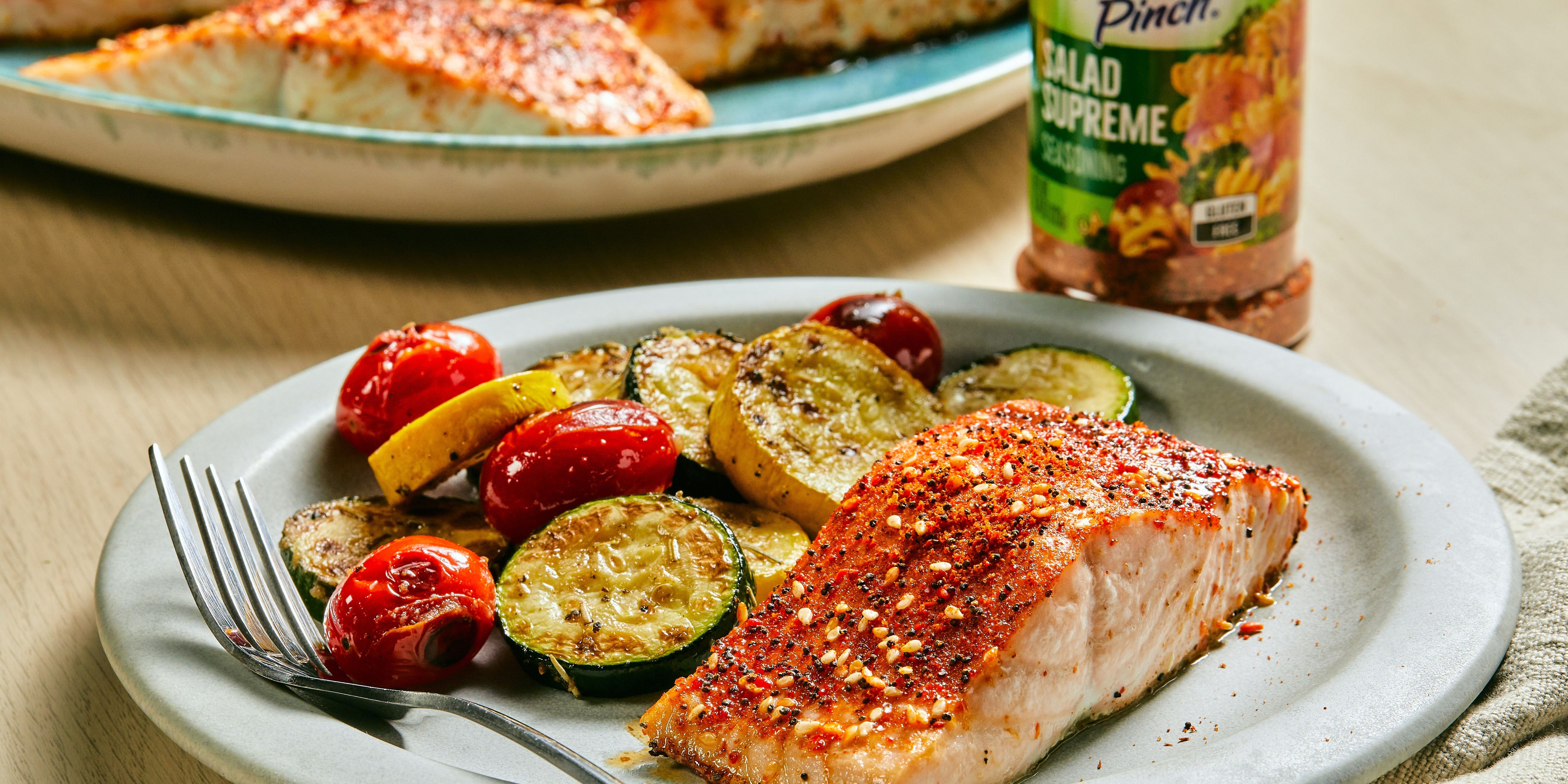 salmon on dinner table