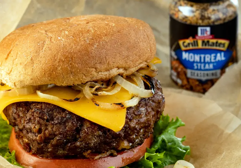 grill mates montreal steak seasoning and a burger