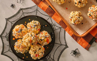 plate of spooky popcorn balls