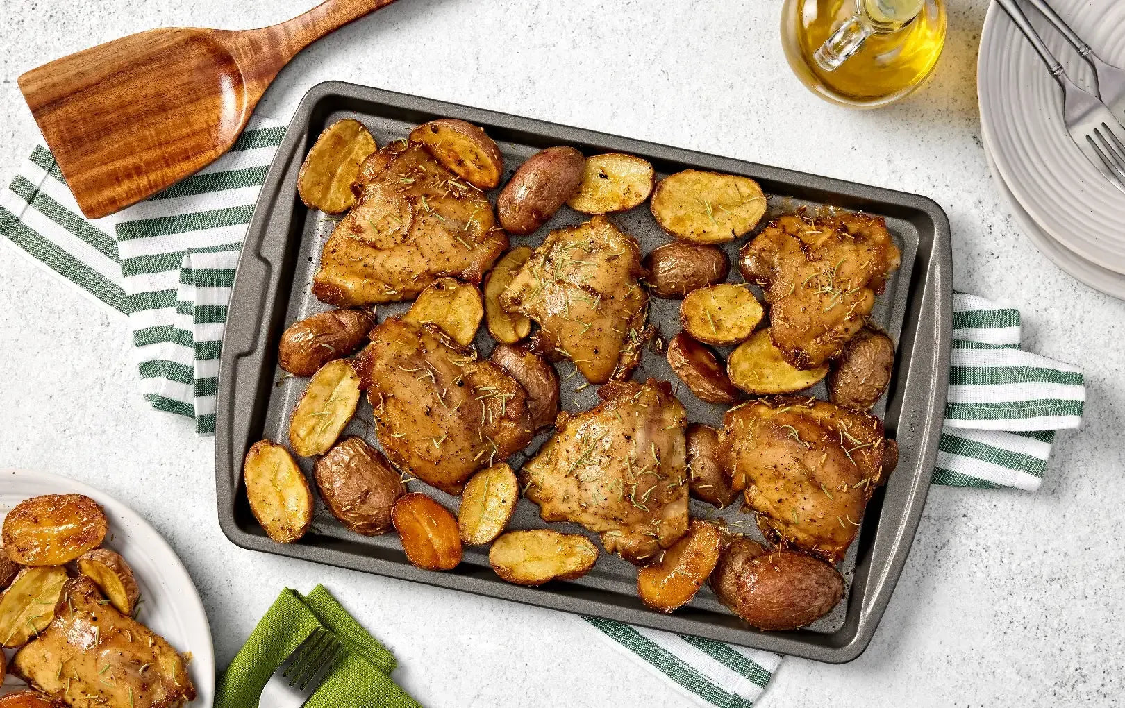 rosemary chicken and potatoes on sheet pan