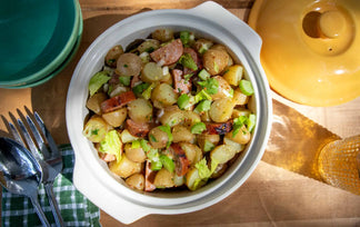 German-Style Potato Salad with Grilled Andouille Smoked Sausage