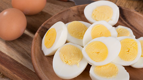 Sliced hard boiled eggs