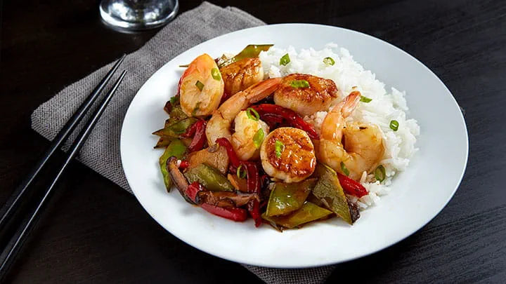 Spicy Sweet Chili Shrimp and Scallop Stir-Fry