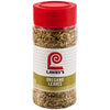 A clear plastic bottle of Lawrys Oregano Seasoning Leaf .75 Oz is shown against a white background, featuring a red cap and a label with the Lawry's logo.