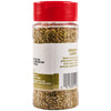 The back of a clear plastic bottle of Lawrys Oregano Seasoning Leaf .75 Oz shows the product label with usage suggestions and the barcode.
