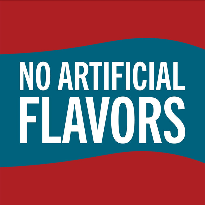 A teal banner with white text that reads No Artificial Flavors.