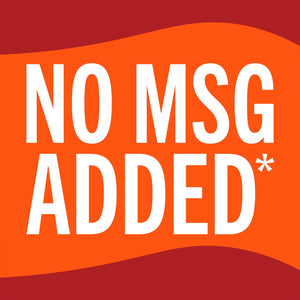 A white text on an orange background that says NO MSG ADDED*