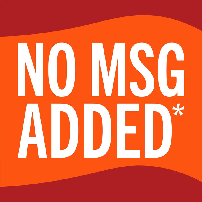A white text on an orange background that says NO MSG ADDED*