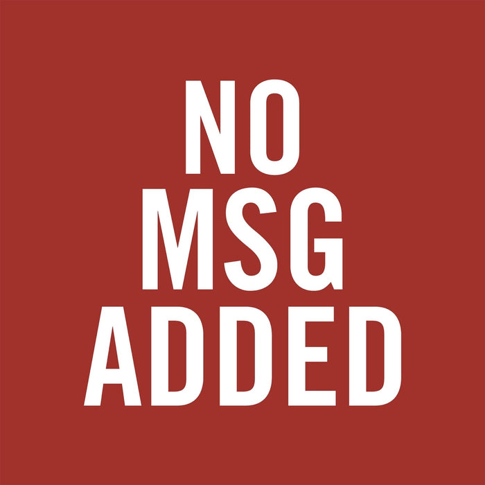 White text on a red background reads NO MSG ADDED.