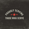 An illustration with the text Proudly Serving Those Who Serve, representing the brand values of Mission Bbq Texas Twang Bold Barbecue Sauce Plastic Squeeze Bottle 14.5 Oz.