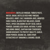 The nutritional label for a bottle of Mission Bbq Texas Twang Bold Barbecue Sauce Plastic Squeeze Bottle 14.5 Oz lists ingredients such as distilled vinegar, tomato paste, and sugar.