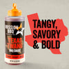 A bottle of Mission Bbq Texas Twang Bold Barbecue Sauce Plastic Squeeze Bottle 14.5 Oz is shown next to a red outline of Texas with the words Tangy, Savory &amp; Bold.