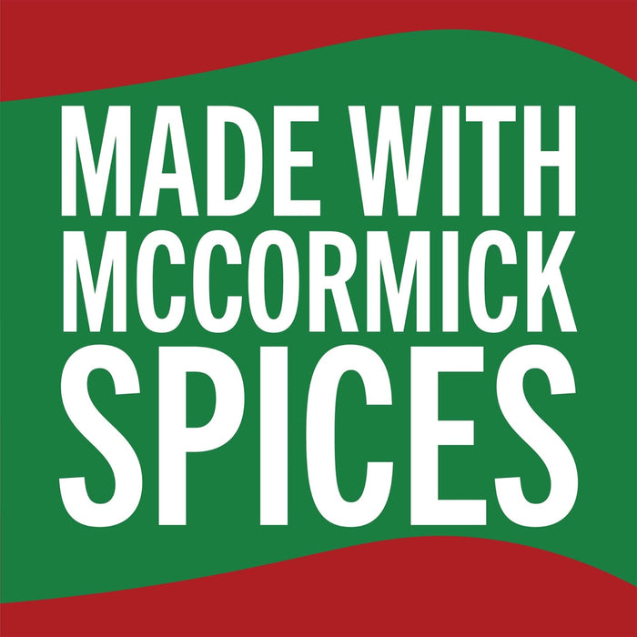 A green and red logo for McCormick Spices that says Made with McCormick Spices.