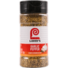 ["A jar of Lawry's Garlic Pepper Coarse Ground Blend."]
