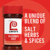 A jar of Lawry's Seasoned Salt with a red background that says 'A unique blend of salt, herbs, and spices.'