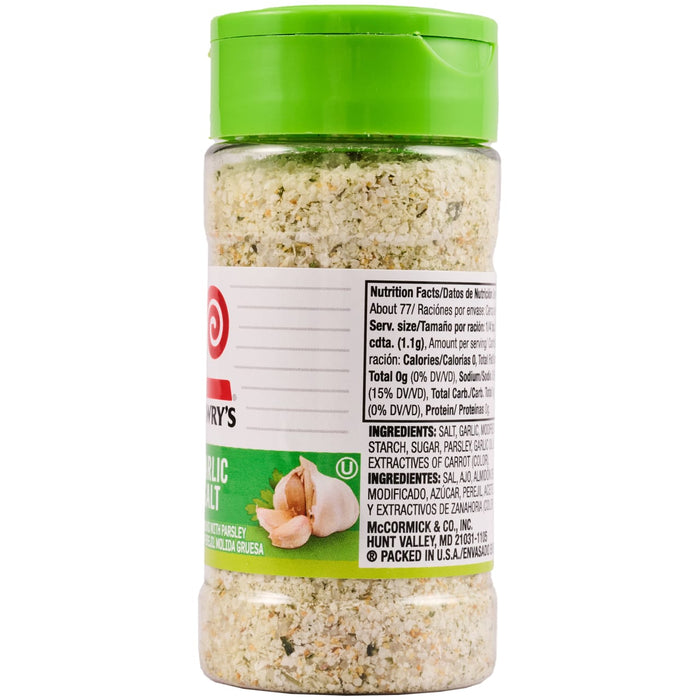 A bottle of Lawry's Garlic Salt.