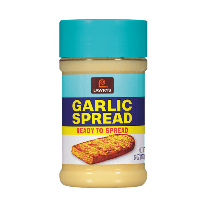 A jar of Lawry's Garlic Spread, ready to spread.