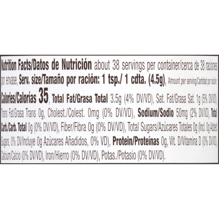 Nutrition facts label for a product with 35 calories per serving.