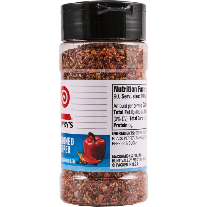 A bottle of McCormick &amp; Co. Awry's Seasoned Pepper.