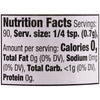 Nutrition facts label for a product with 0 calories per serving.
