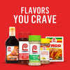 A variety of Lawry's spices and seasonings are displayed against a red background with the text "Flavors You Crave."