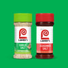 Two jars of Lawry's seasoning, one garlic salt and one seasoned salt.
