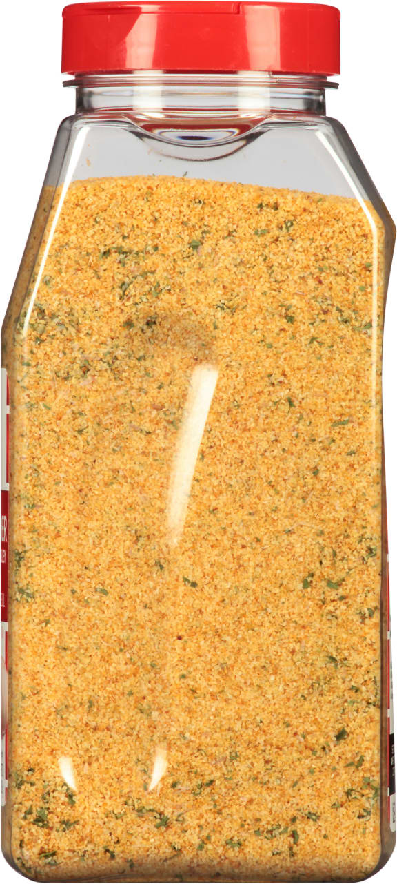 A close-up of a jar of McCormick Garlic &amp; Herb Seasoning.