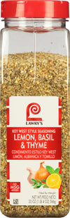 A jar of Lawry's Key West Style Seasoning Lemon, Basil &amp; Thyme.