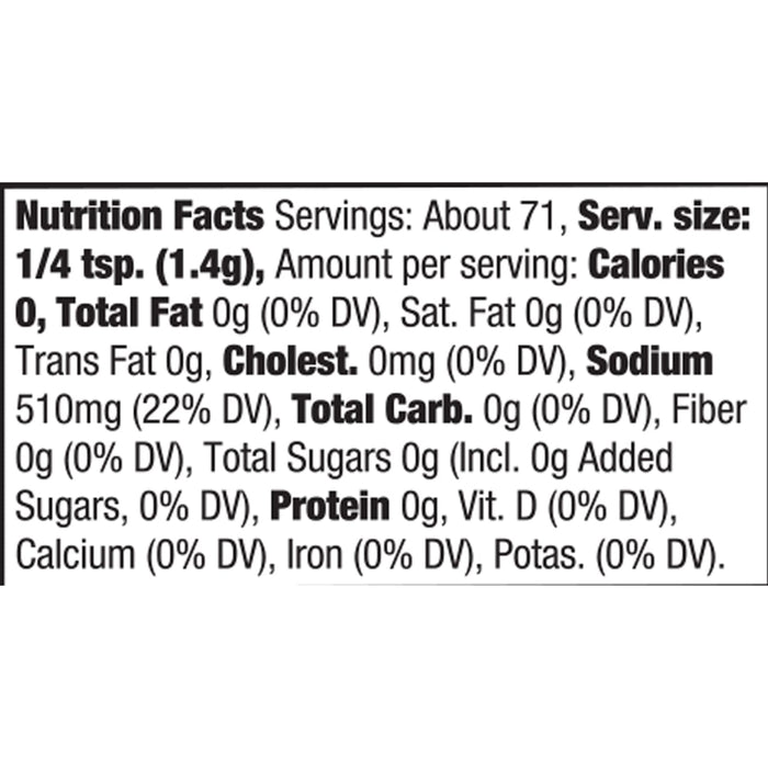 Nutrition facts for a serving of the product.