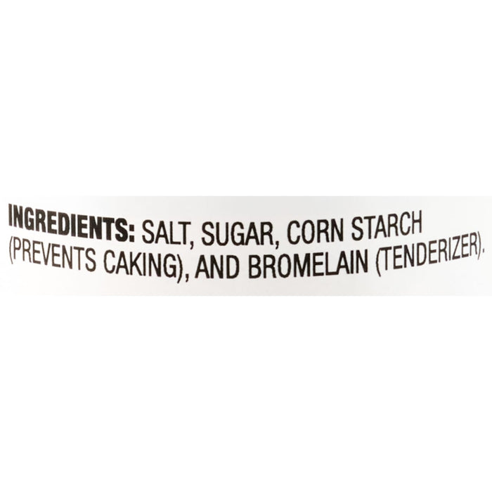 Ingredients for the product are listed: salt, sugar, corn starch, and bromelain.